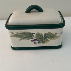 Jamberry Pfaltzgraff Ceramic Dish with Green Edge